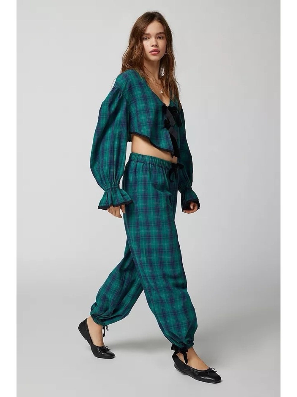 Out From Under Charlotte Flannel Jogger Pant and matching bow top L